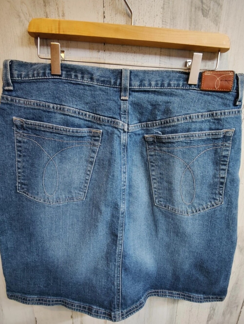 Vintage Calvin Klein 19" Denim Pencil Skirt Women's Size 14 Pockets